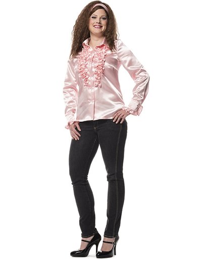 Dames Ruche Blouse Baby Rose