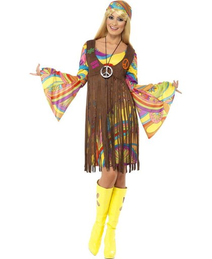 Groovy Lady kostuum | Hippie verkleedkleding dames maat L (44-46)