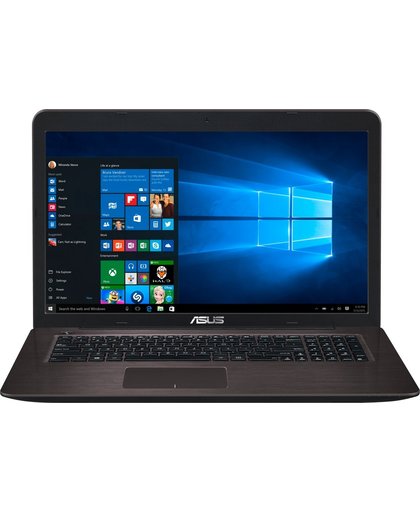 ASUS R753UQ-T4358T Bruin Notebook 43,9 cm (17.3") 1920 x 1080 Pixels 2,50 GHz Zevende generatie Intel® Core™ i5 i5-7200U