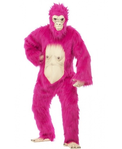 Neon roze gorilla pak voor volwassenen