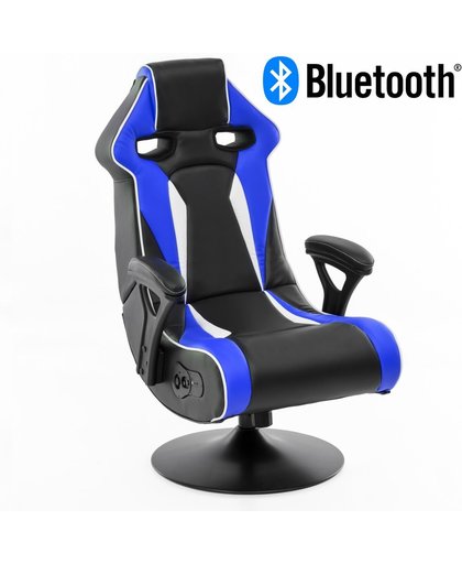 24Designs Silverstone - Racestoel Gamestoel - Bluetooth & Speakers - Zwart / Blauw
