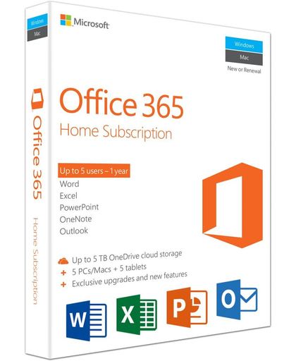 Microsoft Office 365 Home - 1 Jaar abonnement - Engels