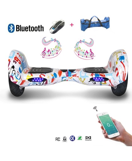 COOL & FUN Hoverboard Bluetooth, Elektrische Scooter Zelfbalanserende, gyropod verbonden 10 inch hiphop / graffiti design