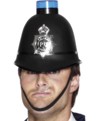 Engelse Politiehelm met zwaailicht en sirene