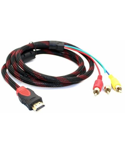 HDMI naar RCA kabel voor het overdragen van signalen van HDMI naar RCA (1,5 mtr). Vergulde connectoren /1080p Full HD