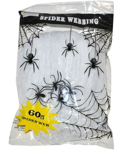 Wit spinnenweb met spinnen 60 gr