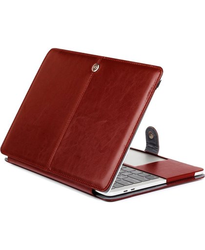 For 2016 New Macbook Pro 15.4 inch A1707 Laptop Crazy Horse structuur horizontaal Flip lederen hoesje(Coffee)