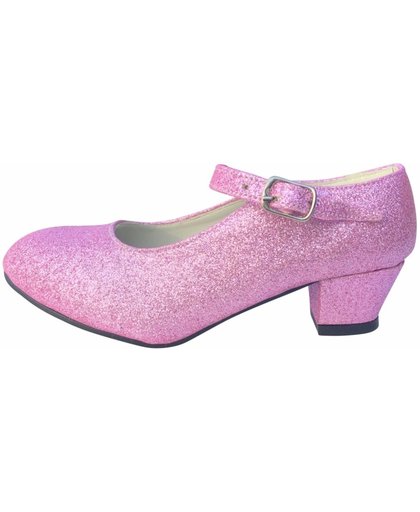 Spaanse prinsessen schoenen roze glitter maat 33 (binnenmaat 21 cm) bij jurk