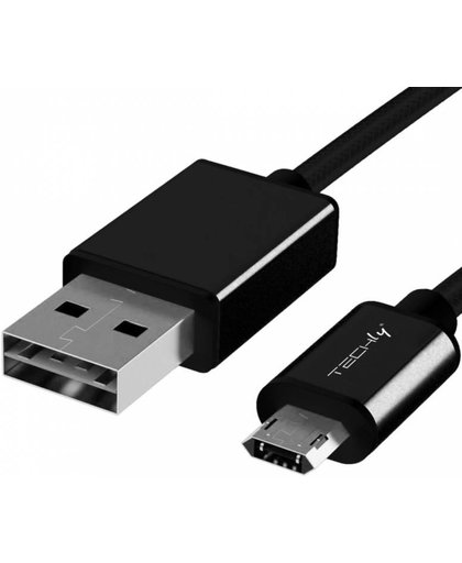 Techly ICOC MUSB-A-006S 0.6m USB A Micro-USB B Mannelijk Mannelijk Zwart USB-kabel