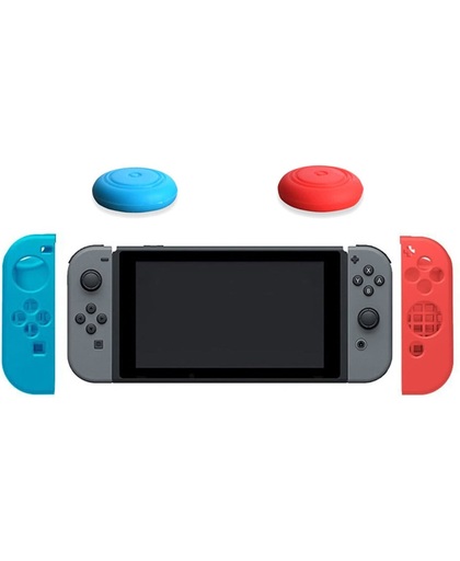 Shop4 - Nintendo Switch - Joy-Con Zachte Siliconen Bescherming Kit Blauw/Rood