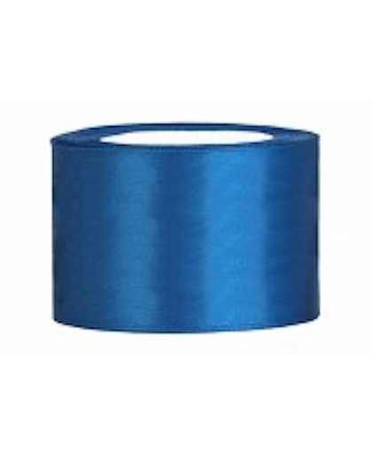 Blauw Lint, Satijn Lint 50 mm ( 5 cm.) Kwaliteit EZ. 25 Meter per Rol
