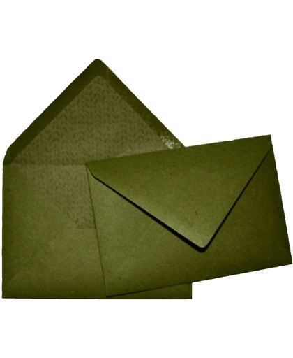 C6 envelop recycled kraft groen met blaadjes groen binnenvoering (50 stuks)
