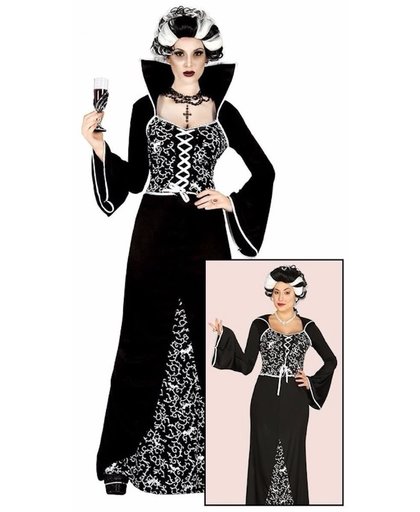 Halloween - Luxe vampieren jurk / kostuum zwart/wit voor dames - Halloween outfit 42-44 (l/xl)