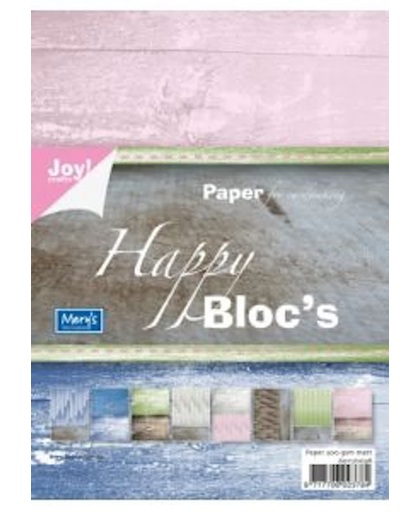 Papierblok happy bloks hout nerf 15 x 21 cm, 8 x 4 designs, 32 vel