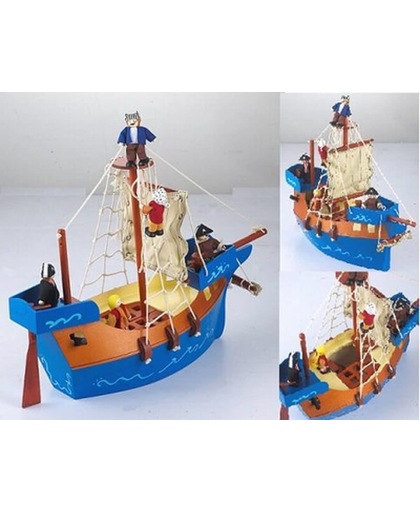 Playwood Piratenboot blauw inclusief bemanning / piraten