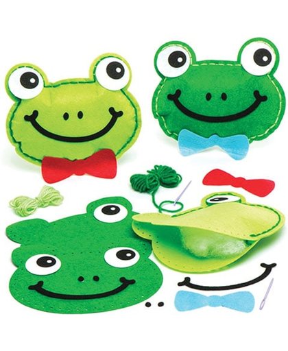 Kussennaaisets met als thema kikkers waarmee kinderen creatieve decoratie kunnen ontwerpen (2 stuks per verpakking)