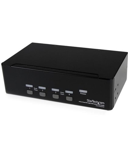 StarTech.com 4-poort Dual DVI USB met Audio en USB 2.0-hub KVM-switch