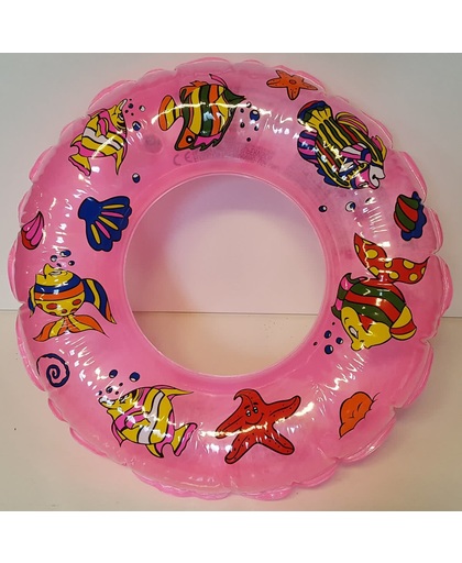 Zwemring - Opblaasband - 20" - 51 cm - Roze met Vissenprint