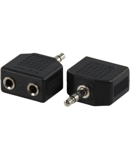 Valueline AC-012 3.5mm Stereo Plug 2x 3.5mm Stereo Vrouwplug Zwart kabeladapter/verloopstukje