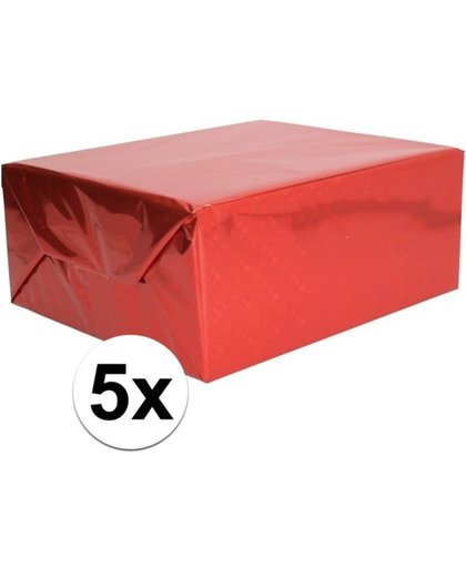 5x Rode matallic hobby / inpak folie 70x150 cm - cadeaupapier