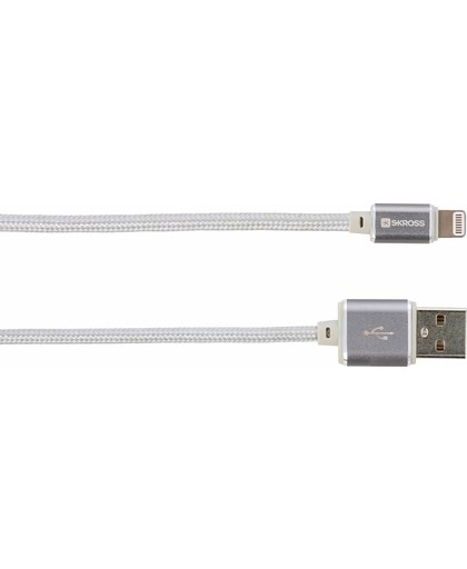 Skross Charge'n Sync - Steel Line 1m USB A Lightning Zilver mobiele telefoonkabel