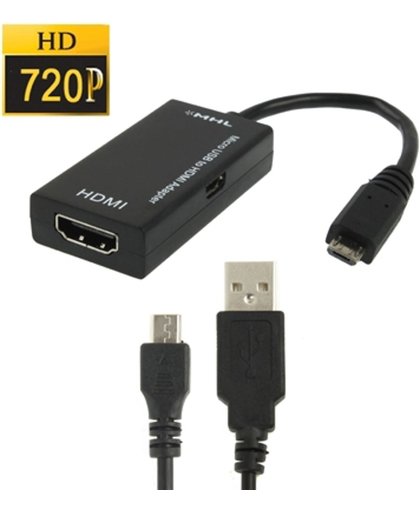 Micro USB to HDMI MHL Adapter voor Samsung Galaxy S II / i9100 / Infuse 4G / i997, HTC Sensation G14 / HTC Flyer / EVO 3D, Support 720P HD Output, Length: 17cm