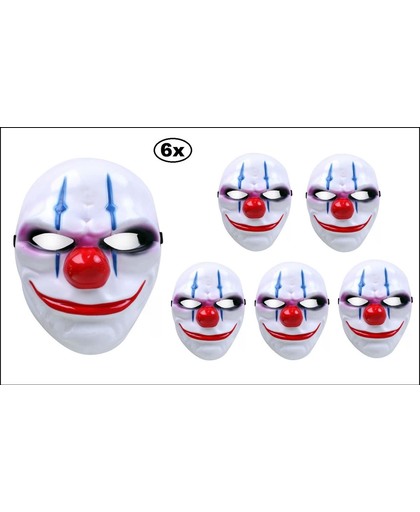 6x Masker hard plastic Clown