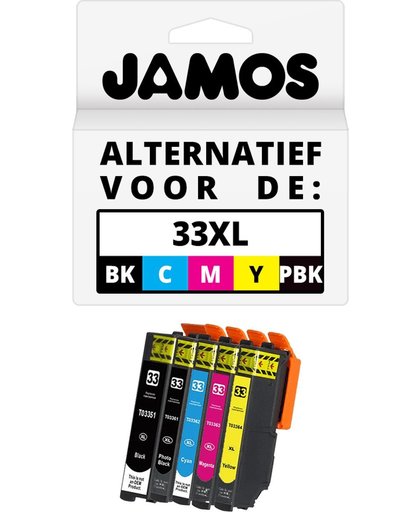 JAMOS - Inktcartridges / Alternatief voor de Epson 33XL Zwart & Kleuren Voordeelset