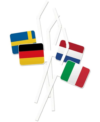 Rietjes met Europese vlaggen 10 stuks