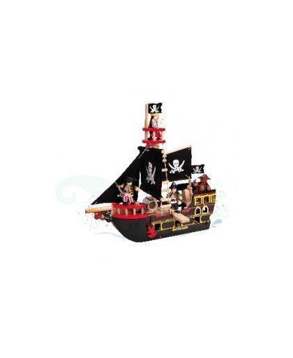 Le Toy Van Piratenschip Schip Piratenschip Barberossa met 3 piraten - Hout