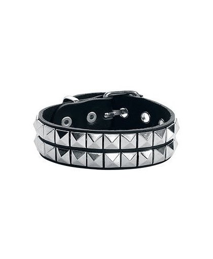 Blackheart Studs Lederen armband zwart-zilver