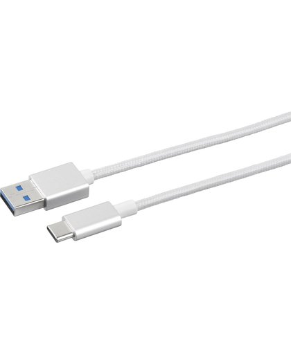 eSTUFF ES84056-1M-SILVER 1m USB A USB C Mannelijk Mannelijk Zilver USB-kabel