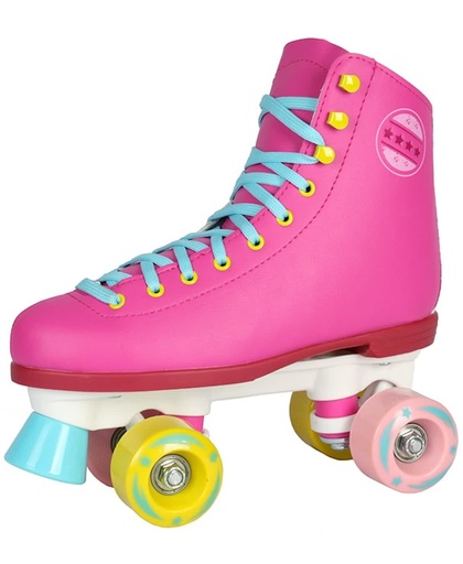 Rolschaatsen - Leder - Pink - Rainbow - Maat 38