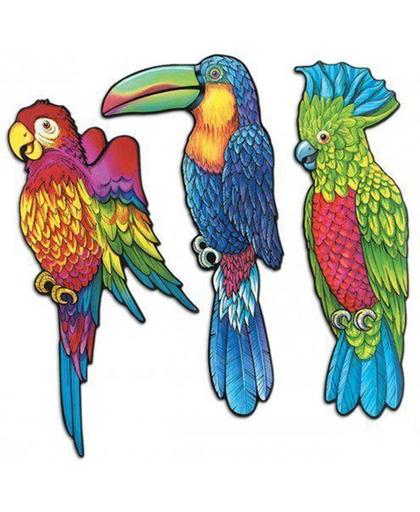 Wanddecoratie tropische vogels 3 stuks