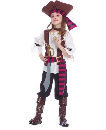 Stoer piratenkostuum voor meisjes - Verkleedkleding - Maat 122/134