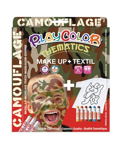 Camouflage Smink en Textiel stiften. Inclusief T-shirt + masker