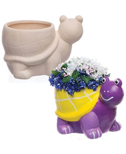 Keramische bloempotten in de vorm van een schildpad waarmee kinderen creatieve decoratie kunnen ontwerpen (2 stuks per doos)