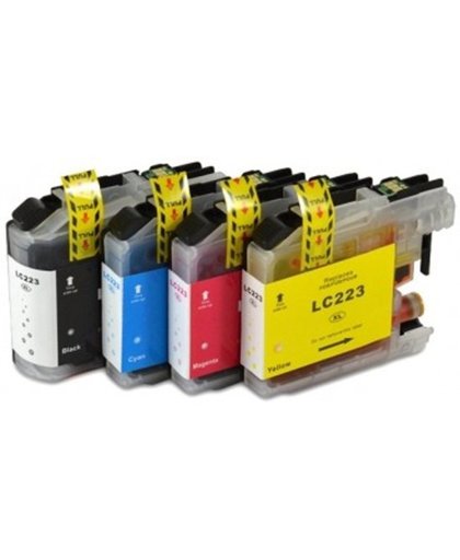 Merkloos - inktcartridge - geschikt voor Brother LC-223 inktcartridge zwart, blauw, geel, rood