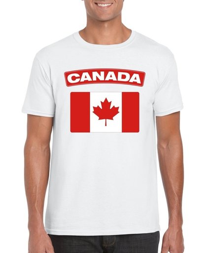 Canada t-shirt met Canadese vlag wit heren 2XL