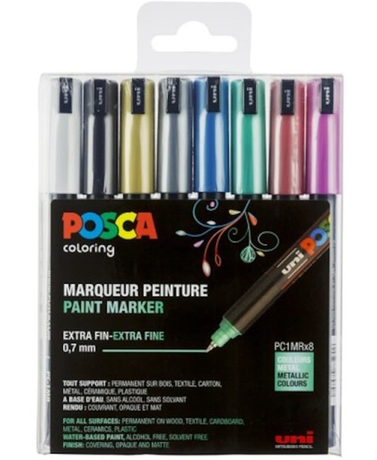 Uni Posca Stiften Metallic Colors PC1MR 0.7 mm lijn
