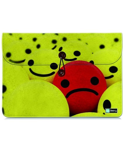 Sleevy 11,6" vilt laptophoes gele en rode smiley