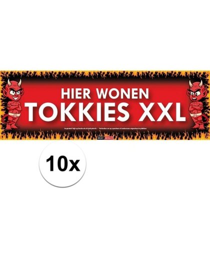 10x Sticky Devil Hier wonen tokkies XXL grappige teksen stickers