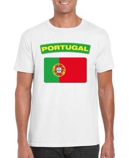 Portugal t-shirt met Portugese vlag wit heren - maat S