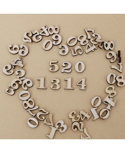 Kleine houten cijfers - mix van 200 stuks lettertjes van 1,5 cm - voor scrapbooking, decoratie, hobby etc.