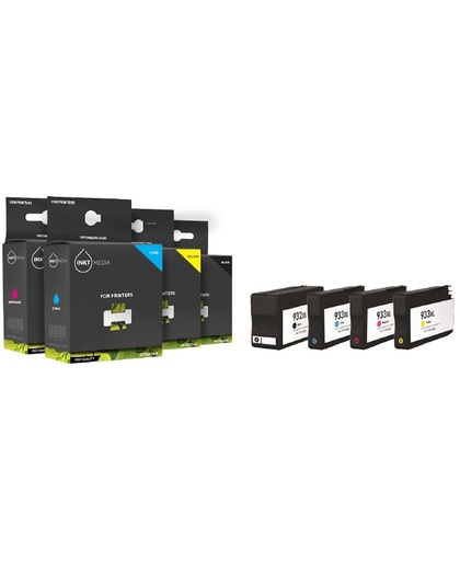 Inktmedia® huismerk - Inktcartridge - Alternatief voor de HP 932XL en 933XL. Zwart en 3 Kleuren (4-pack)  Inktmedia® huismerk toner  Cartridge
