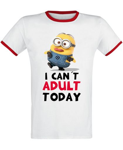 Minions I Can&apos;t Adult Today T-shirt wit-rood