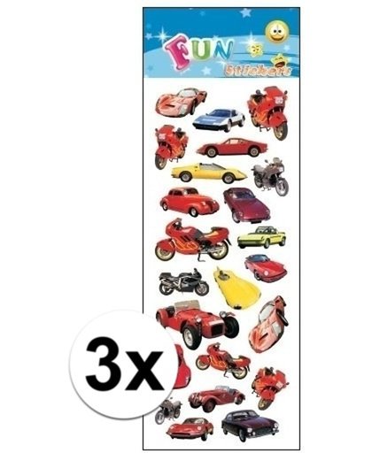 3x Stickervel voertuigen - kinder stickers