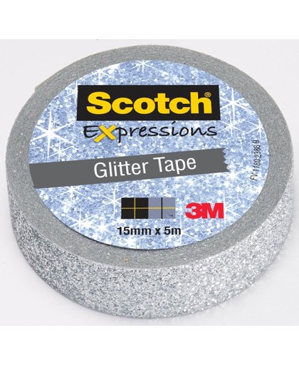 18x Scotch Expressions glitter tape, 15mmx5 m, zilver