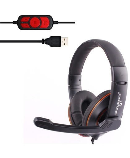 OVLENG Q1 universeel Stereo Headset met Mic & Volume Control Key voor All Audio Devices, Kabel Length: 2m (Black + Orange)