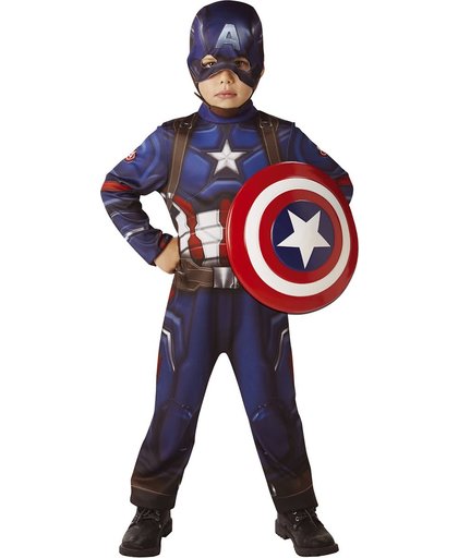 Klassiek Captain America™ kostuum met schild voor kinderen - Verkleedkleding - Maat 128/140